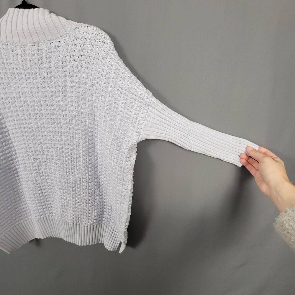French Connection White Textured Cotton Funnel Neck Ribbed Knit Sweater - Picture 3 of 10